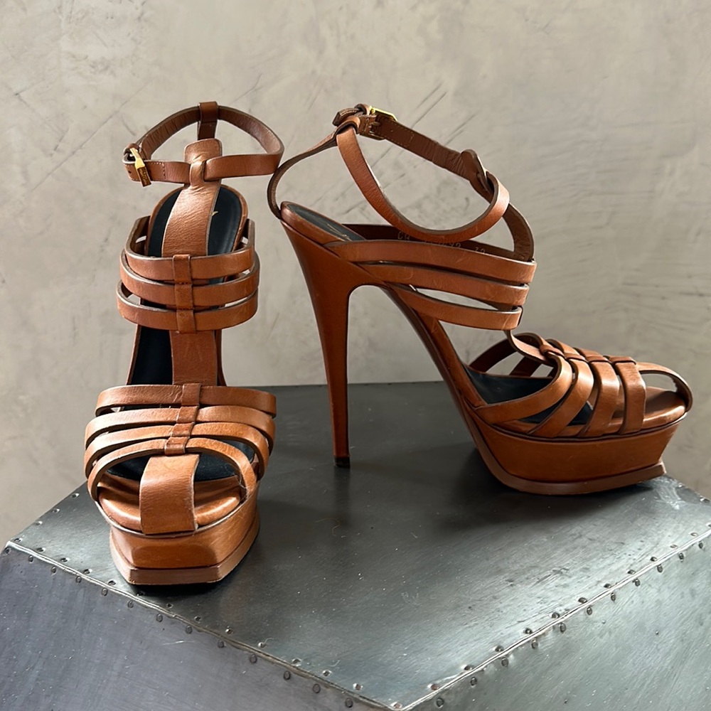 YSL Leather 105mm Platform Sandals